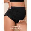 imageSummer Mae Maternity Ribbed High Waist Swimsuit Crop Top Bikini Bathing Suit High Cut Two Piece Pregnancy SwimwearScalloped Black