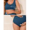imageSummer Mae Maternity Ribbed High Waist Swimsuit Crop Top Bikini Bathing Suit High Cut Two Piece Pregnancy SwimwearScalloped Blue