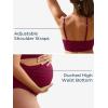 imageSummer Mae Maternity Ribbed High Waist Swimsuit Crop Top Bikini Bathing Suit High Cut Two Piece Pregnancy SwimwearWine Red