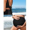 imageSummer Mae Scalloped Maternity Swimsuits for Women High Waist Bathing Suit Pregnancy TwoPiece Bikini Tie Knot Swimwear Black 8