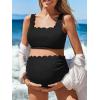 imageSummer Mae Scalloped Maternity Swimsuits for Women High Waist Bathing Suit Pregnancy TwoPiece Bikini Tie Knot Swimwear Black 8