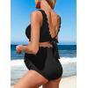imageSummer Mae Scalloped Maternity Swimsuits for Women High Waist Bathing Suit Pregnancy TwoPiece Bikini Tie Knot Swimwear Black 8