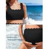 imageSummer Mae Scalloped Maternity Swimsuits for Women High Waist Bathing Suit Pregnancy TwoPiece Bikini Tie Knot Swimwear Black 8