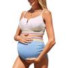 imageSummer Mae Maternity High Waisted Bikini Swimsuit TwoPiece VWire Bathing Suit Color Block Pregnancy SwimwearBlue