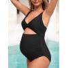 imageSummer Mae Maternity Cutout One Piece Swimsuit Twist Front CrissCross Bathing Suit High Waisted Pregnancy SwimwearBlack