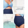 imageSummer Mae Maternity Cutout One Piece Swimsuit Twist Front CrissCross Bathing Suit High Waisted Pregnancy SwimwearBlue Splicing