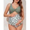 imageSummer Mae Maternity Cutout One Piece Swimsuit Twist Front CrissCross Bathing Suit High Waisted Pregnancy SwimwearGarden Veil Bliss