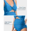 imageSummer Mae Maternity Cutout One Piece Swimsuit Twist Front CrissCross Bathing Suit High Waisted Pregnancy SwimwearLagoon