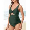 imageSummer Mae Maternity Cutout One Piece Swimsuit Twist Front CrissCross Bathing Suit High Waisted Pregnancy SwimwearOlive