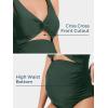 imageSummer Mae Maternity Cutout One Piece Swimsuit Twist Front CrissCross Bathing Suit High Waisted Pregnancy SwimwearOlive