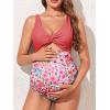 imageSummer Mae Maternity Cutout One Piece Swimsuit Twist Front CrissCross Bathing Suit High Waisted Pregnancy SwimwearPink Floral