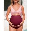 imageSummer Mae Maternity Cutout One Piece Swimsuit Twist Front CrissCross Bathing Suit High Waisted Pregnancy SwimwearPink Purple