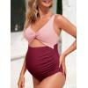 imageSummer Mae Maternity Cutout One Piece Swimsuit Twist Front CrissCross Bathing Suit High Waisted Pregnancy SwimwearPink Purple