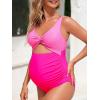 imageSummer Mae Maternity Cutout One Piece Swimsuit Twist Front CrissCross Bathing Suit High Waisted Pregnancy SwimwearPink Splicing