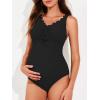 imageSummer Mae Maternity One Piece Swimsuit Scalloped Cutout Pregnancy Bathing Suit Ruched High Waisted Swimwear Black 16