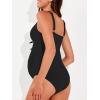 imageSummer Mae Maternity One Piece Swimsuit Scalloped Cutout Pregnancy Bathing Suit Ruched High Waisted Swimwear Black 16