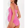 imageSummer Mae Maternity One Piece Swimsuit Scalloped Cutout Pregnancy Bathing Suit Ruched High Waisted Swimwear Hot Pink 14