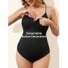imageSummer Mae Maternity Swimsuit One Piece Bathing Suit Button Neck Cross BackBlack Shell Stitched