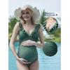 imageSummer Mae Ruffle Maternity Swimsuit One Piece VNeck Pregnancy Bathing Suit Lace Up Swimwear Push Up MonokiniArmy Green