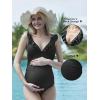 imageSummer Mae Ruffle Maternity Swimsuit One Piece VNeck Pregnancy Bathing Suit Lace Up Swimwear Push Up MonokiniBlack