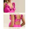 imageSummer Mae Ruffle Maternity Swimsuit One Piece VNeck Pregnancy Bathing Suit Lace Up Swimwear Push Up MonokiniHot Pink