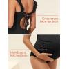 imageSummer Mae Ruffle Maternity Swimsuit One Piece VNeck Pregnancy Bathing Suit Lace Up Swimwear Push Up MonokiniRibbed Black
