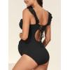 imageSummer Mae Ruffle Maternity Swimsuit One Piece VNeck Pregnancy Bathing Suit Lace Up Swimwear Push Up MonokiniRibbed Black