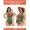imageSummer Mae Ruffle Maternity Swimsuit One Piece VNeck Pregnancy Bathing Suit Lace Up Swimwear Push Up MonokiniRibbed Olive
