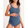 imageSummer Mae Scalloped Maternity Swimsuit One Piece Ribbed Bathing Suit Cutout Ruched Pregnancy Swimwear Tie BackBaby Blue