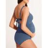 imageSummer Mae Scalloped Maternity Swimsuit One Piece Ribbed Bathing Suit Cutout Ruched Pregnancy Swimwear Tie BackBaby Blue