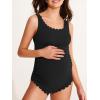 imageSummer Mae Scalloped Maternity Swimsuit One Piece Ribbed Bathing Suit Cutout Ruched Pregnancy Swimwear Tie BackBlack
