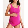 imageSummer Mae Scalloped Maternity Swimsuit One Piece Ribbed Bathing Suit Cutout Ruched Pregnancy Swimwear Tie BackCerise