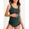 imageSummer Mae Scalloped Maternity Swimsuit One Piece Ribbed Bathing Suit Cutout Ruched Pregnancy Swimwear Tie BackDark Green
