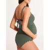 imageSummer Mae Scalloped Maternity Swimsuit One Piece Ribbed Bathing Suit Cutout Ruched Pregnancy Swimwear Tie BackOlive