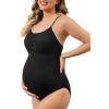 imageSummer Mae Maternity Swimsuit One Piece Bathing Suit Button Neck Cross BackBlack Shell Stitched
