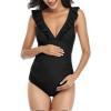 imageSummer Mae Ruffle Maternity Swimsuit One Piece VNeck Pregnancy Bathing Suit Lace Up Swimwear Push Up MonokiniBlack