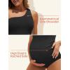 imageSummer Mae Maternity Swimsuit One Piece One Shoulder Ribbed Pregnancy Bathing SuitBlack