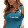 imageSummer Mae Maternity Swimsuit One Piece One Shoulder Ribbed Pregnancy Bathing SuitForest