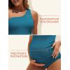imageSummer Mae Maternity Swimsuit One Piece One Shoulder Ribbed Pregnancy Bathing SuitForest