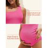 imageSummer Mae Maternity Swimsuit One Piece One Shoulder Ribbed Pregnancy Bathing SuitHot Pink