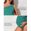 imageSummer Mae Maternity Swimsuit One Piece One Shoulder Ribbed Pregnancy Bathing SuitPine Green