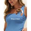 imageSummer Mae Maternity Swimsuit One Piece One Shoulder Ribbed Pregnancy Bathing SuitSky Blue
