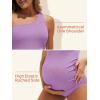 imageSummer Mae Maternity Swimsuit One Piece One Shoulder Ribbed Pregnancy Bathing SuitViolet