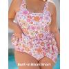 imageSummer Mae Plus Size Swimsuit for Women One Piece Swim Dress Tummy Control Bathing Suit with Flowy Skirt Modest SwimwearRomantic Flower Clusters
