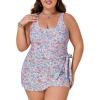 imageSummer Mae Plus Size Swimsuit for Women One Piece Swim Dress Tummy Control Bathing Suit with Flowy Skirt Modest SwimwearRomantic Floral Fragments