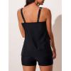 imageSummer Mae Womens Mesh Tankini Swimsuit Layered Bathing Suit Ruffle Two Piece Tummy Control Sporty Pockets ShortsBlack