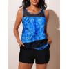 imageSummer Mae Womens Mesh Tankini Swimsuit Layered Bathing Suit Ruffle Two Piece Tummy Control Sporty Pockets ShortsBlue Universe