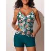imageSummer Mae Womens Modest Tankini Swimsuits with Shorts 2025 Tummy Control Bathing Suits with Side Pockets SwimwearVerdant Trace