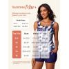 imageSummer Mae Womens Tankini Swimsuits Ruched Tummy Control Bathing Suits Two Piece Swimwear with Sporty Shorts 2025Beige Teal Foliage