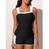 imageSummer Mae Womens Tankini Swimsuits Ruched Tummy Control Bathing Suits Two Piece Swimwear with Sporty Shorts 2025Black